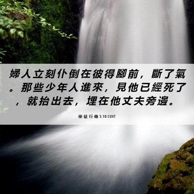 Picture 06 - 使 徒 行 傳 5:10 CUVT - 婦 人 立 刻 仆 倒 在 彼 得 腳 前 ， - Bible Verse Picture