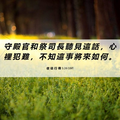 Picture 06 - 使 徒 行 傳 5:24 CUVT - 守 殿 官 和 祭 司 長 聽 見 這 話 ， - Bible Verse Picture