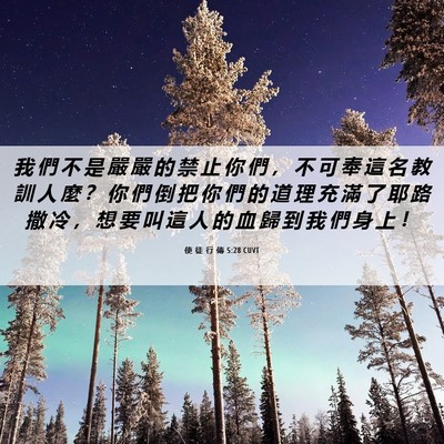 Picture 06 - 使 徒 行 傳 5:28 CUVT - 我 們 不 是 嚴 嚴 的 禁 止 你 們 ， - Bible Verse Picture