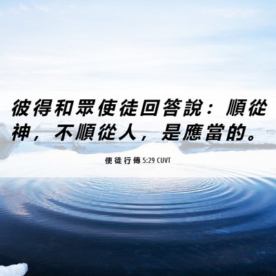 Picture 06 - 使 徒 行 傳 5:29 CUVT - 彼 得 和 眾 使 徒 回 答 說 ： 順 從 - Bible Verse Picture