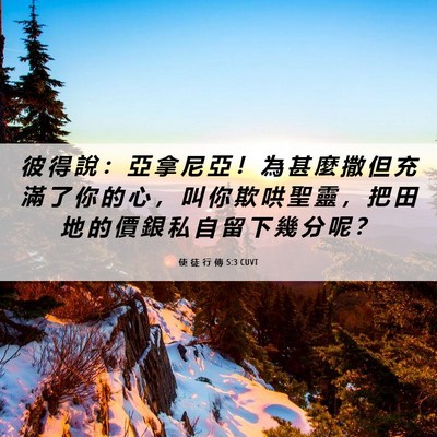 Picture 06 - 使 徒 行 傳 5:3 CUVT - 彼 得 說 ： 亞 拿 尼 亞 ！ 為 甚 麼 - Bible Verse Picture