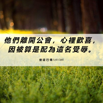 Picture 06 - 使 徒 行 傳 5:41 CUVT - 他 們 離 開 公 會 ， 心 裡 歡 喜 ， - Bible Verse Picture