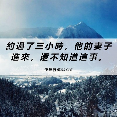 Picture 06 - 使 徒 行 傳 5:7 CUVT - 約 過 了 三 小 時 ， 他 的 妻 子 進 - Bible Verse Picture