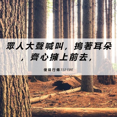 Picture 06 - 使 徒 行 傳 7:57 CUVT - 眾 人 大 聲 喊 叫 ， 摀 著 耳 朵 ， - Bible Verse Picture