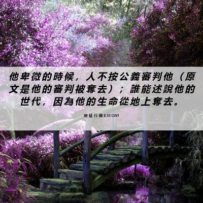Picture 06 - 使 徒 行 傳 8:33 CUVT - 他 卑 微 的 時 候 ， 人 不 按 公 義 - Bible Verse Picture