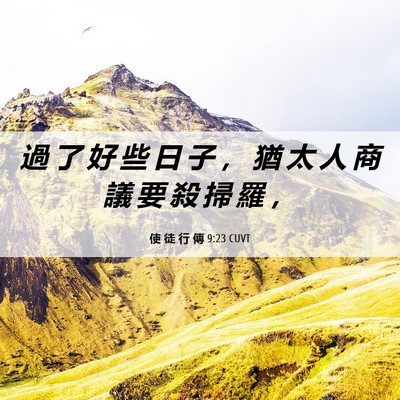 Picture 06 - 使 徒 行 傳 9:23 CUVT - 過 了 好 些 日 子 ， 猶 太 人 商 議 - Bible Verse Picture