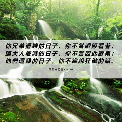 Picture 06 - 俄 巴 底 亞 書 1:12 CUVT - 你 兄 弟 遭 難 的 日 子 ， 你 不 當 - Bible Verse Picture