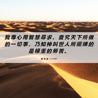 Picture 06 - 傳 道 書 1:13 CUVT - 我 專 心 用 智 慧 尋 求 、 查 究 天 - Bible Verse Picture
