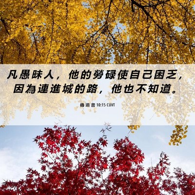 Picture 06 - 傳 道 書 10:15 CUVT - 凡 愚 昧 人 ， 他 的 勞 碌 使 自 己 - Bible Verse Picture
