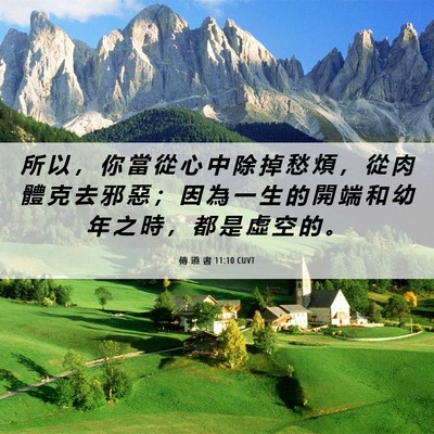 Picture 06 - 傳 道 書 11:10 CUVT - 所 以 ， 你 當 從 心 中 除 掉 愁 煩 - Bible Verse Picture