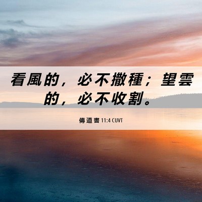 Picture 06 - 傳 道 書 11:4 CUVT - 看 風 的 ， 必 不 撒 種 ； 望 雲 的 - Bible Verse Picture