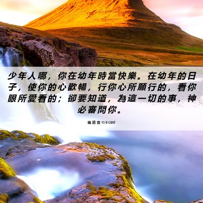 Picture 06 - 傳 道 書 11:9 CUVT - 少 年 人 哪 ， 你 在 幼 年 時 當 快 - Bible Verse Picture