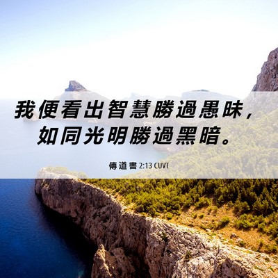 Picture 06 - 傳 道 書 2:13 CUVT - 我 便 看 出 智 慧 勝 過 愚 昧 ， 如 - Bible Verse Picture