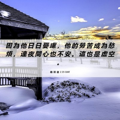 Picture 06 - 傳 道 書 2:23 CUVT - 因 為 他 日 日 憂 慮 ， 他 的 勞 苦 - Bible Verse Picture
