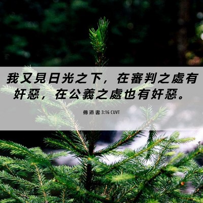 Picture 06 - 傳 道 書 3:16 CUVT - 我 又 見 日 光 之 下 ， 在 審 判 之 - Bible Verse Picture
