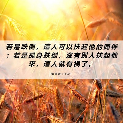 Picture 06 - 傳 道 書 4:10 CUVT - 若 是 跌 倒 ， 這 人 可 以 扶 起 他 - Bible Verse Picture