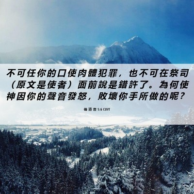 Picture 06 - 傳 道 書 5:6 CUVT - 不 可 任 你 的 口 使 肉 體 犯 罪 ， - Bible Verse Picture