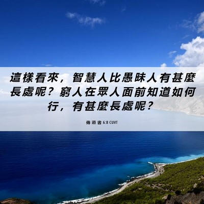 Picture 06 - 傳 道 書 6:8 CUVT - 這 樣 看 來 ， 智 慧 人 比 愚 昧 人 - Bible Verse Picture