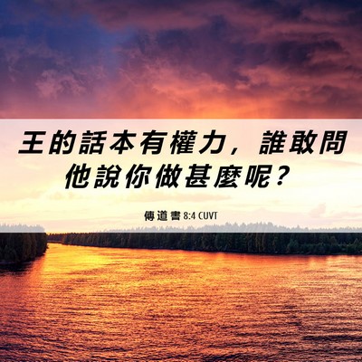 Picture 06 - 傳 道 書 8:4 CUVT - 王 的 話 本 有 權 力 ， 誰 敢 問 他 - Bible Verse Picture