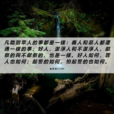 Picture 06 - 傳 道 書 9:2 CUVT - 凡 臨 到 眾 人 的 事 都 是 一 樣 ： - Bible Verse Picture