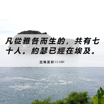 Picture 06 - 出 埃 及 記 1:5 CUVT - 凡 從 雅 各 而 生 的 ， 共 有 七 十 - Bible Verse Picture