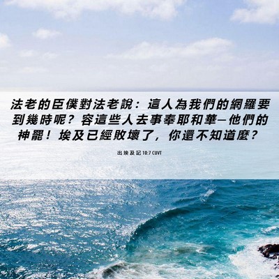 Picture 06 - 出 埃 及 記 10:7 CUVT - 法 老 的 臣 僕 對 法 老 說 ： 這 人 - Bible Verse Picture