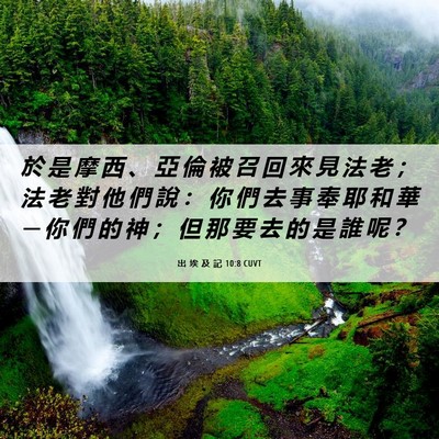 Picture 06 - 出 埃 及 記 10:8 CUVT - 於 是 摩 西 、 亞 倫 被 召 回 來 見 - Bible Verse Picture