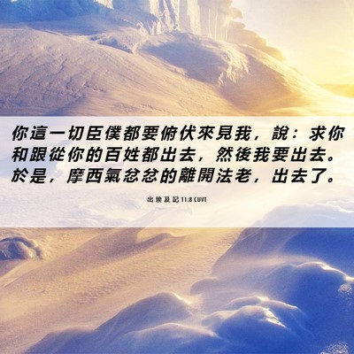 Picture 06 - 出 埃 及 記 11:8 CUVT - 你 這 一 切 臣 僕 都 要 俯 伏 來 見 - Bible Verse Picture