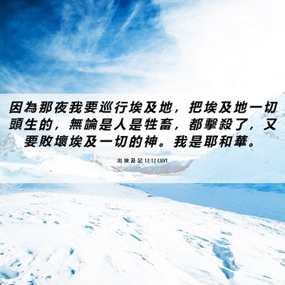 Picture 06 - 出 埃 及 記 12:12 CUVT - 因 為 那 夜 我 要 巡 行 埃 及 地 ， - Bible Verse Picture