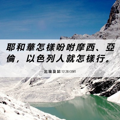 Picture 06 - 出 埃 及 記 12:28 CUVT - 耶 和 華 怎 樣 吩 咐 摩 西 、 亞 倫 - Bible Verse Picture