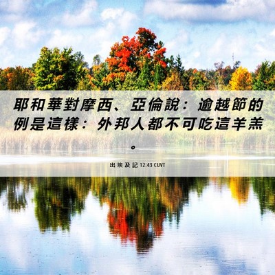 Picture 06 - 出 埃 及 記 12:43 CUVT - 耶 和 華 對 摩 西 、 亞 倫 說 ： 逾 - Bible Verse Picture