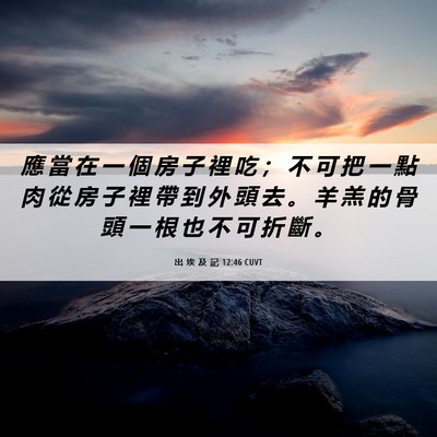 Picture 06 - 出 埃 及 記 12:46 CUVT - 應 當 在 一 個 房 子 裡 吃 ； 不 可 - Bible Verse Picture