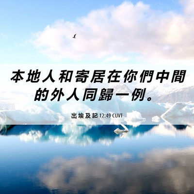 Picture 06 - 出 埃 及 記 12:49 CUVT - 本 地 人 和 寄 居 在 你 們 中 間 的 - Bible Verse Picture