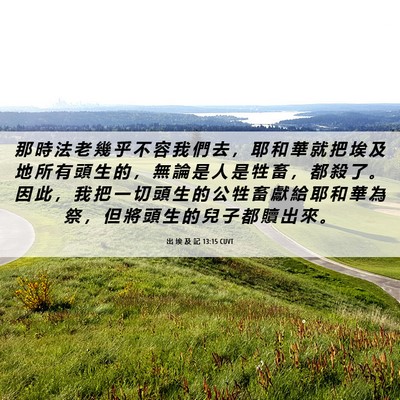 Picture 06 - 出 埃 及 記 13:15 CUVT - 那 時 法 老 幾 乎 不 容 我 們 去 ， - Bible Verse Picture