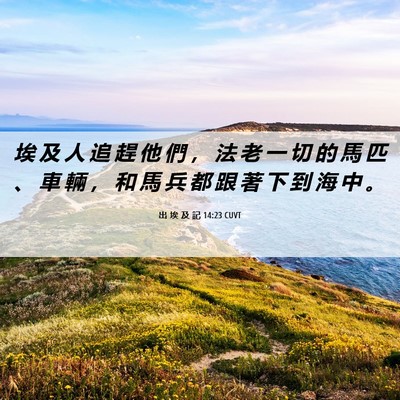 Picture 06 - 出 埃 及 記 14:23 CUVT - 埃 及 人 追 趕 他 們 ， 法 老 一 切 - Bible Verse Picture