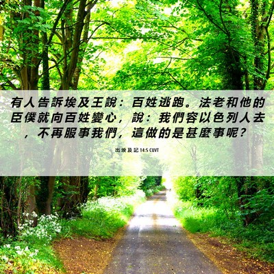 Picture 06 - 出 埃 及 記 14:5 CUVT - 有 人 告 訴 埃 及 王 說 ： 百 姓 逃 - Bible Verse Picture