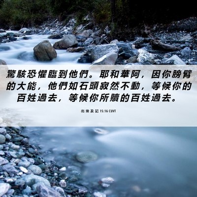 Picture 06 - 出 埃 及 記 15:16 CUVT - 驚 駭 恐 懼 臨 到 他 們 。 耶 和 華 - Bible Verse Picture