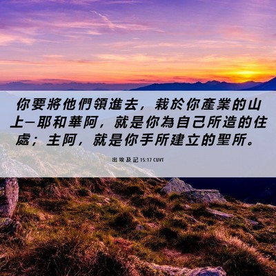 Picture 06 - 出 埃 及 記 15:17 CUVT - 你 要 將 他 們 領 進 去 ， 栽 於 你 - Bible Verse Picture