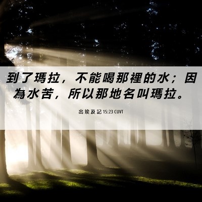Picture 06 - 出 埃 及 記 15:23 CUVT - 到 了 瑪 拉 ， 不 能 喝 那 裡 的 水 - Bible Verse Picture
