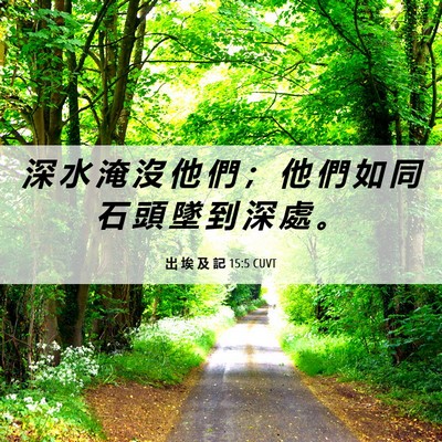 Picture 06 - 出 埃 及 記 15:5 CUVT - 深 水 淹 沒 他 們 ； 他 們 如 同 石 - Bible Verse Picture