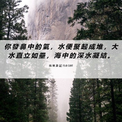 Picture 06 - 出 埃 及 記 15:8 CUVT - 你 發 鼻 中 的 氣 ， 水 便 聚 起 成 - Bible Verse Picture