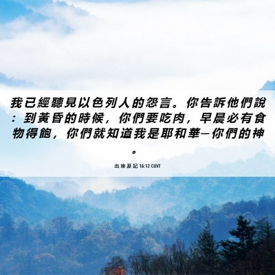 Picture 06 - 出 埃 及 記 16:12 CUVT - 我 已 經 聽 見 以 色 列 人 的 怨 言 - Bible Verse Picture