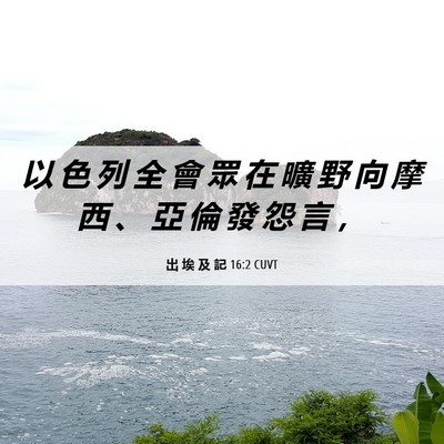 Picture 06 - 出 埃 及 記 16:2 CUVT - 以 色 列 全 會 眾 在 曠 野 向 摩 西 - Bible Verse Picture