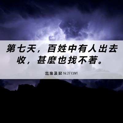 Picture 06 - 出 埃 及 記 16:27 CUVT - 第 七 天 ， 百 姓 中 有 人 出 去 收 - Bible Verse Picture