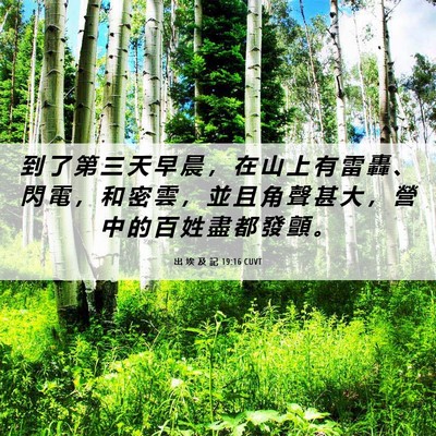 Picture 06 - 出 埃 及 記 19:16 CUVT - 到 了 第 三 天 早 晨 ， 在 山 上 有 - Bible Verse Picture