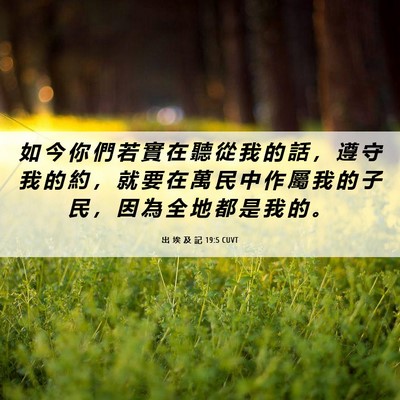 Picture 06 - 出 埃 及 記 19:5 CUVT - 如 今 你 們 若 實 在 聽 從 我 的 話 - Bible Verse Picture
