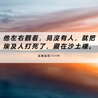Picture 06 - 出 埃 及 記 2:12 CUVT - 他 左 右 觀 看 ， 見 沒 有 人 ， 就 - Bible Verse Picture