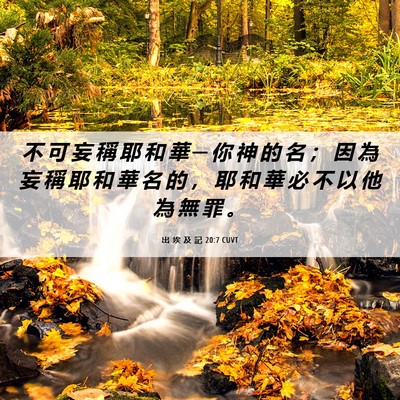 Picture 06 - 出 埃 及 記 20:7 CUVT - 不 可 妄 稱 耶 和 華 ─ 你 神 的 名 - Bible Verse Picture