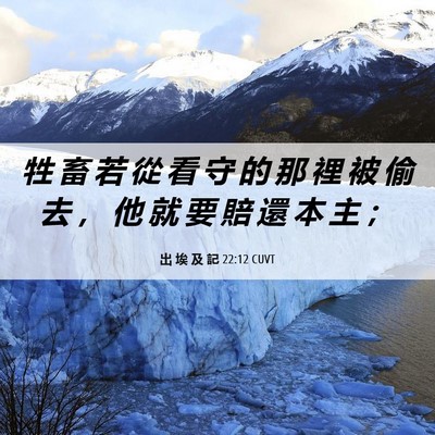 Picture 06 - 出 埃 及 記 22:12 CUVT - 牲 畜 若 從 看 守 的 那 裡 被 偷 去 - Bible Verse Picture