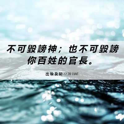 Picture 06 - 出 埃 及 記 22:28 CUVT - 不 可 毀 謗 神 ； 也 不 可 毀 謗 你 - Bible Verse Picture